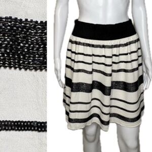 Maeve by Anthropologie Striped Sequin Beaded Mini Skirt Size M Pull On A-Line